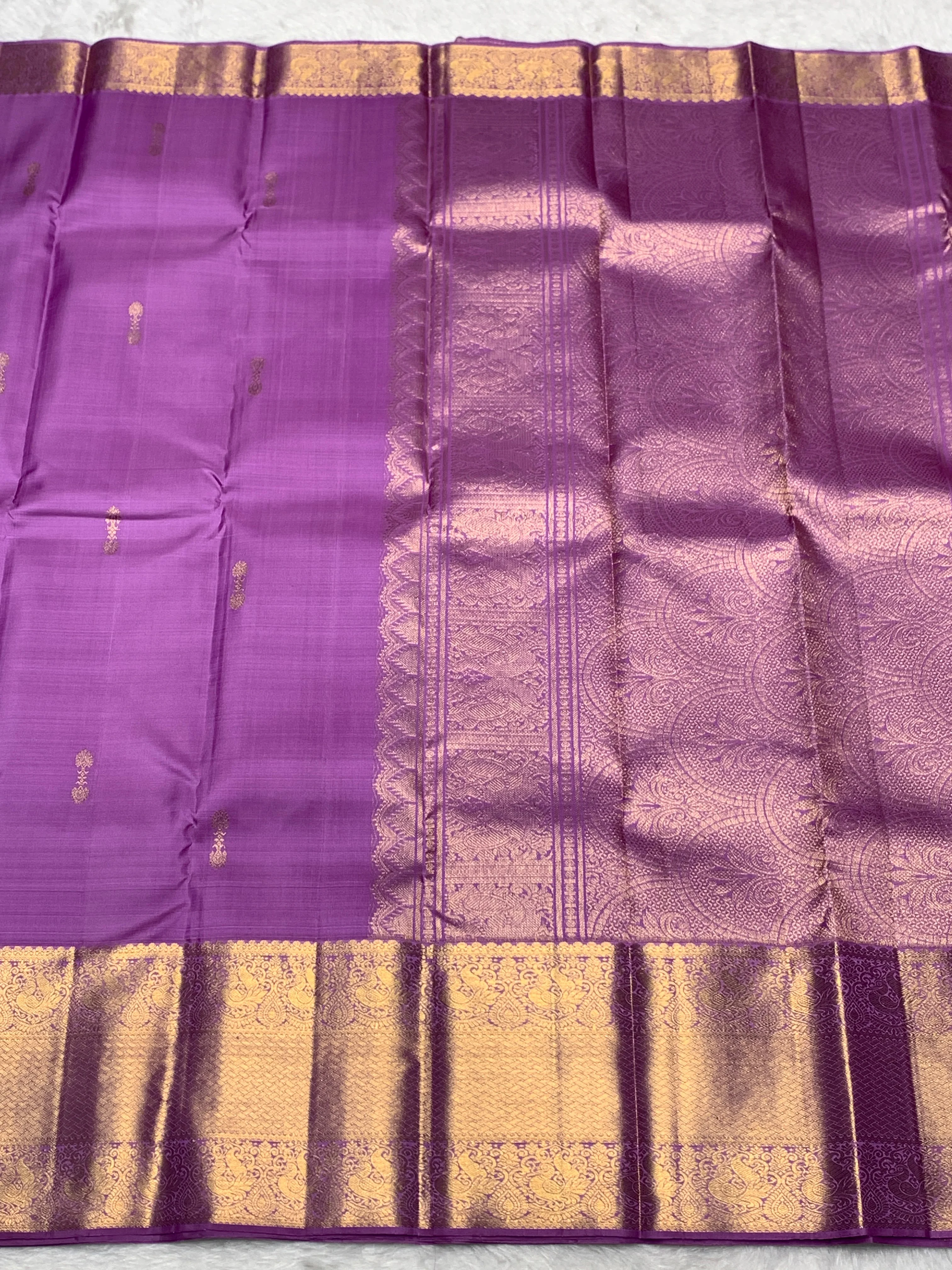 Orchid Lavender Gold Zari Kanchipuram Bridal Silk Saree